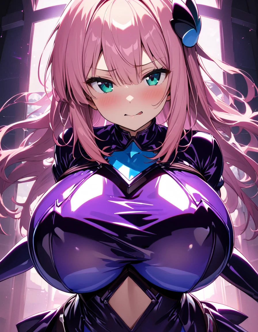 (masterpiece, highest quality:1.2),shape,8k,High resolution,kurosaki mea,Pink Hair,long hair,1 girl,whole body,Upper Body,(Portraiture:1.2),leotard,Standing backwards,Ahoge,smile,blue eyes,smile,belly button,Long Hair,Purple eyes,潤ったwhole body,Redhead,Big Breasts,leotard, highest quality, High resolution, unity 8k wallpaper, (shape:0.8), (Beautiful and detailed:1.6), Highly detailed face, Perfect lighting, Highly detailed CG, (Perfect hands, Perfect Anatomy),