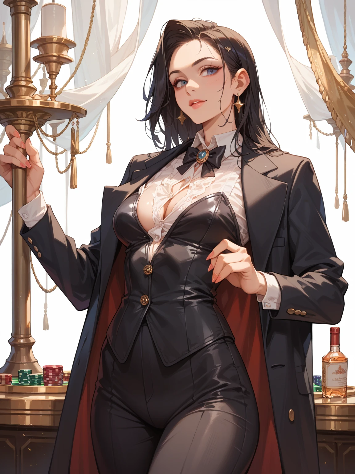 Masterpiece, high quality, highly detailed, impeccable, intricate,horridtarot call girls of the year 1920,brunette curly black hair,tattooed,brazilian,cabaret --auto