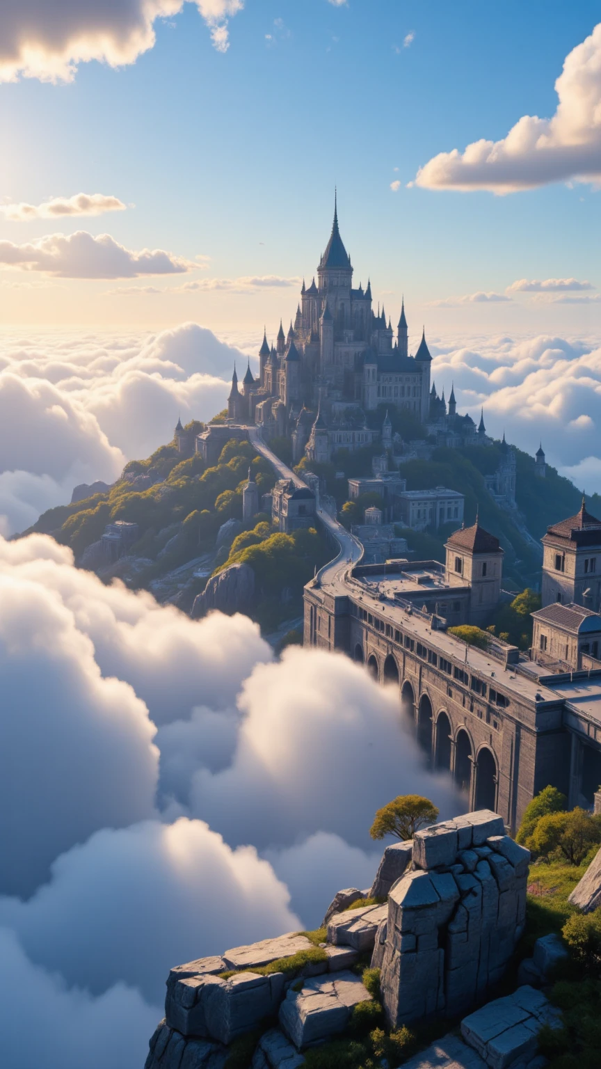 The、City of Bridges Over Clouds Close to Space、Lost City Pictures、Picturesque Backgrounds、Digital image of a temple、High Resolution Background Has a Castle、A dreamy city above the clouds、Highly Detailed Digital Image、highly detailed digital painting、detailed landscape、City in the Sky、Future City of Mirages