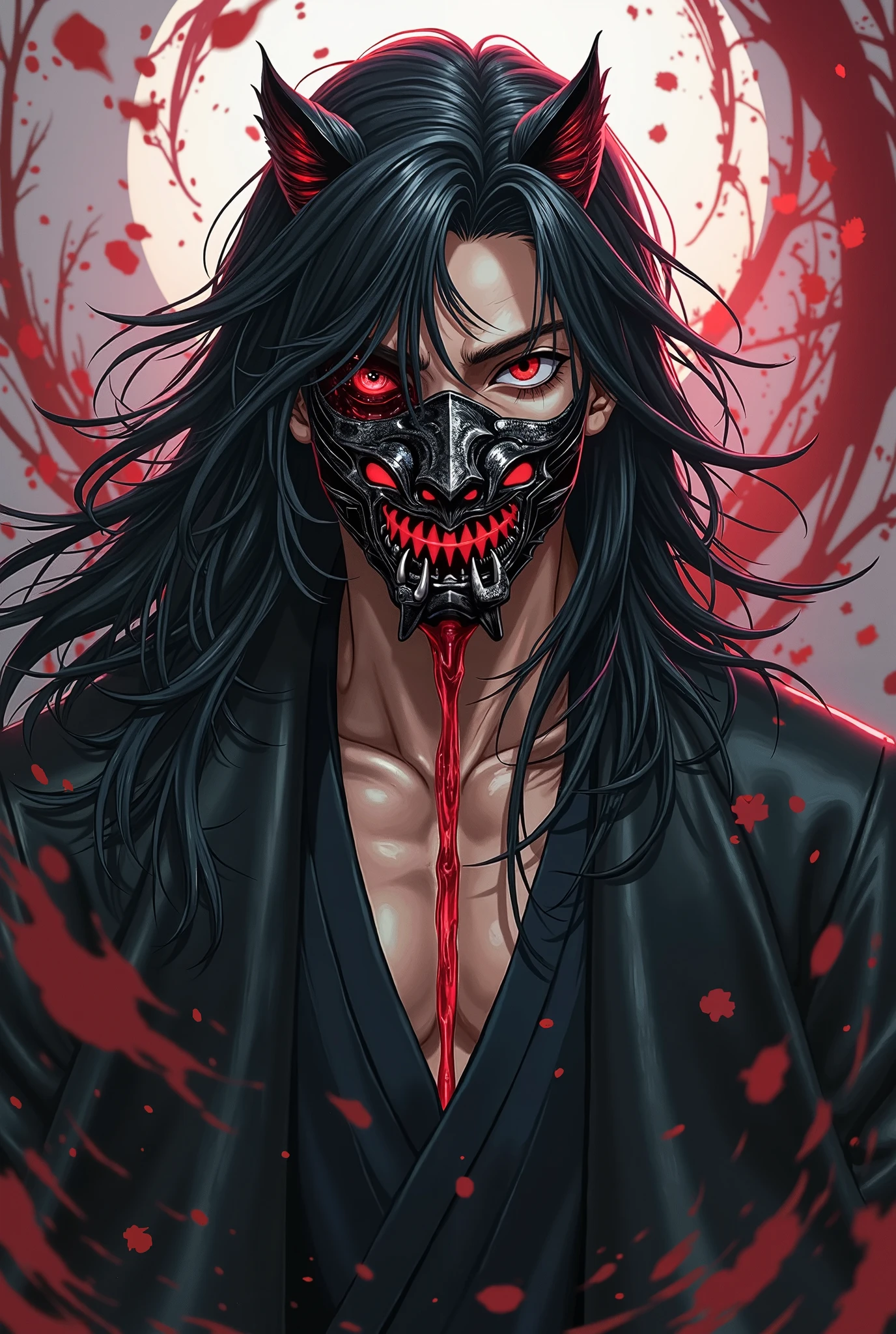 demon of the black with a dark face mask