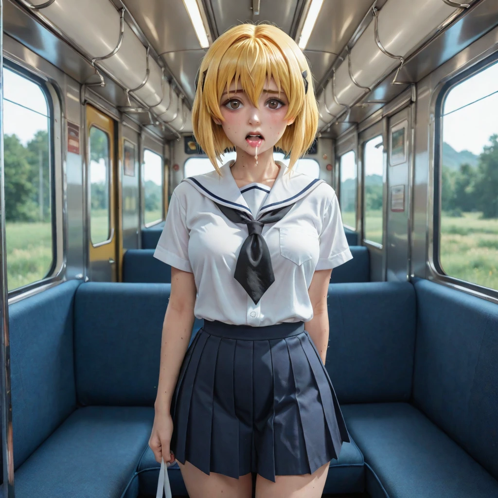 {{{{{{NSFW}}}}}},{{{{{{Blonde }}}}}}, {{{5years old}}}）,undergarment、(((((tiny chest))))) 、Large crowds、Train,a sailor suit --auto