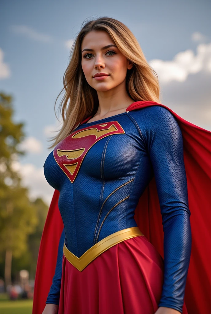 INSANELY SEXY, RIPPED MUSCULAR BUSTY BOOBS SUPERGIRL WEARING THE ORIGNAL FIRST EDITION SUPERGIRL COSTUME.