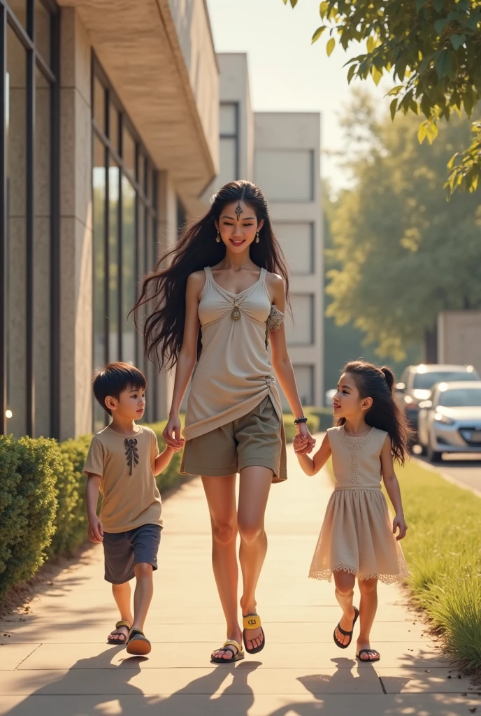 Two women, mother and daughter, mother is 25 year old,loli:1.8, daughter is 15 years old Loli:1.4, both in saree, detailed saree , camel toe, greeting with a smile on the street near school, two slim figures, detailed skin, brown eyes, mother is stately, daughter is embarrassed, mother is tall, daughter is short, mother is young, daughter has a young face:1.6,
(Photorealistic: 1.4), (Best Quality: 1.0), (Ultra High Definition: 1.0), 8K, RAW Photo, (Masterpiece: 0.2), (pureerosface_v1:0.5), Mother has no bangs, Daughter has bangs,