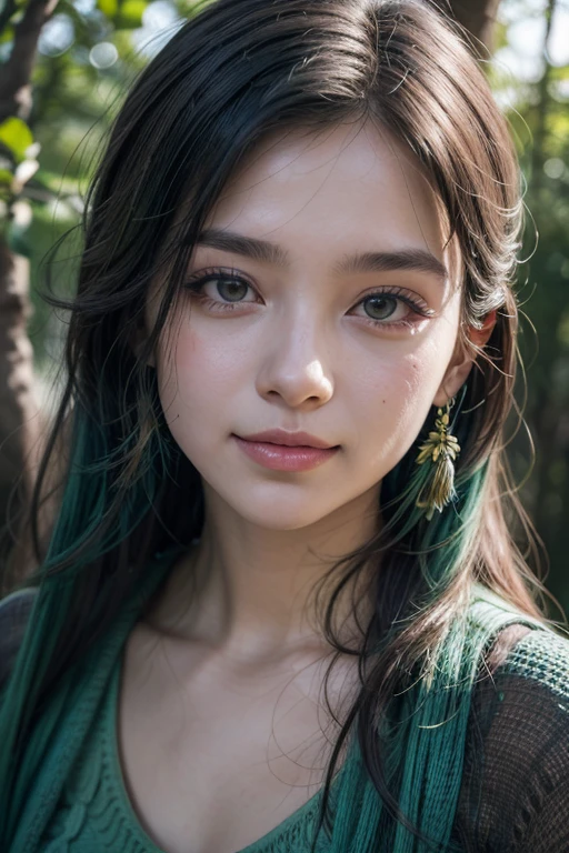 ((best quality)), ((masterpiece)), (detailed), 1girl, topless, gray background, 
shoulders, close up, beautiful face, heterochromia, smile, closed mouth, 
from the shoulders up, braided pigtails hairstyle, blue-green hair