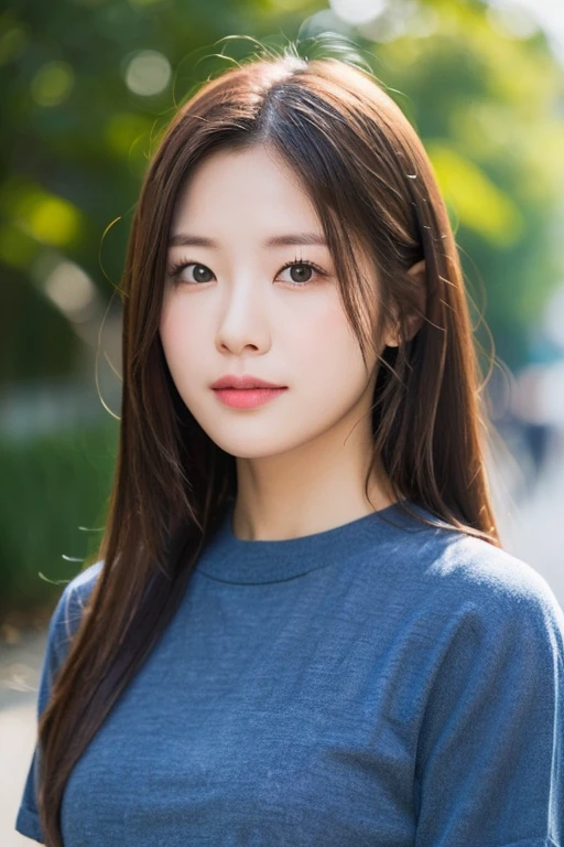 student girl korean cute　face　((best quality)), ((masterpiece)), (detailed), perfect face, seductive, face and body focus, small breasts, casual clothes, photorealistic, casual hood, photorealistic, photograph, shiny blouse, background her home, out door 