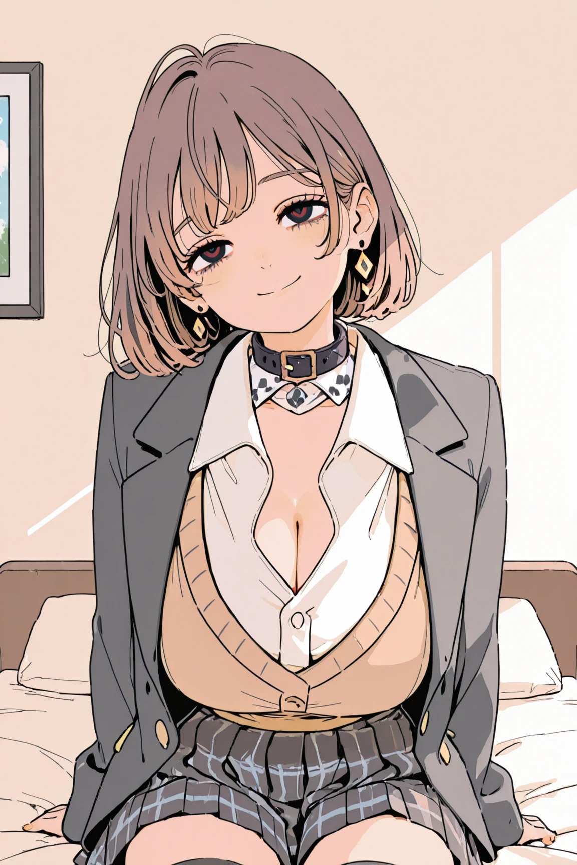 beautiful, secretary, Wearing a suit, sexy, big , Bob Hair, I can see your chest