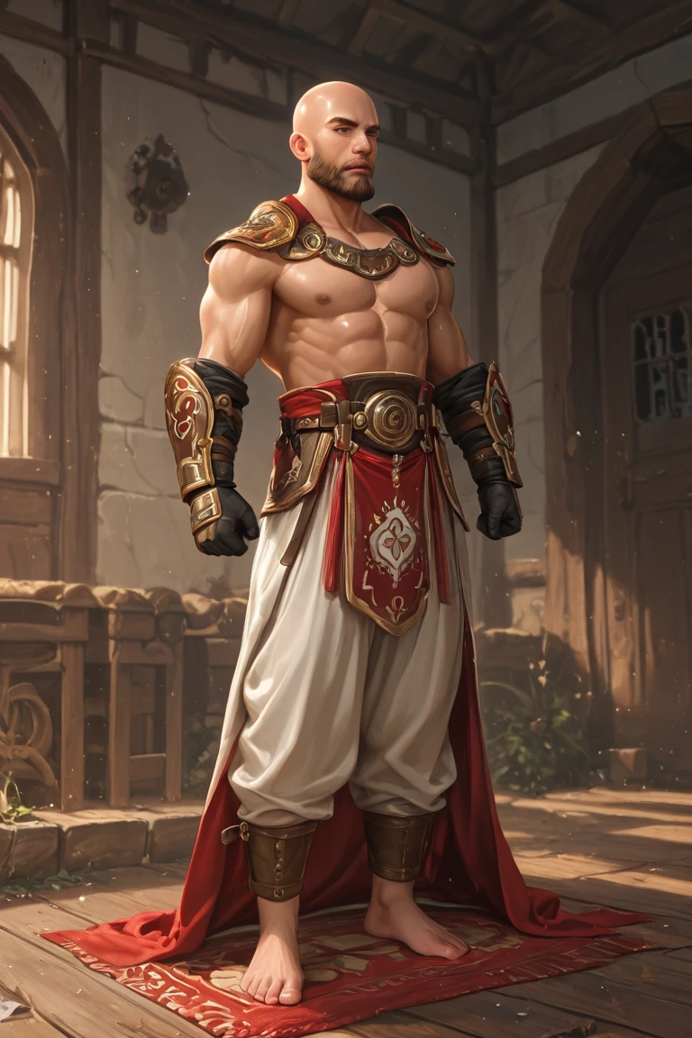 Sexy muscle daddy white man wears a thong, full body, strong legs, without shoes, professional photography, middle east