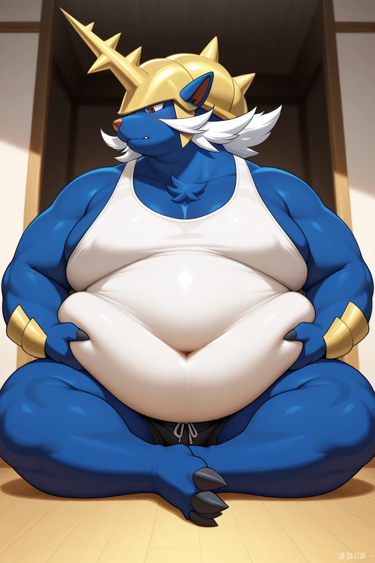 score_9,score_8_up,score_7_up,score_6_up,score_5_up,score_4_up,source_anime,((anthro)),sweaty,(((furry))),((male)),(adult), old man, solo,athletic,((high saturation)),sexually, sexy pose, monster hunter, ((samurott)), nipples, paws, toes, sweat, sweaty, musk, (thick thighs:1.2), (glowing eyes:1.2), (snout:1.1), vibrant, (slightly chubby:0.7), (muscular:1.3), (fundoshi, samurai), (flaccid bulge, large bulge, erection under, leaking precum, focus on bulge), shy, embarrassing, teeth, tongue, sweat, sweaty, in heat, panting, close up view, first person view, on side, sit on floor, uper view, (looking at viewer), ((by bebebebebe, by syuro))