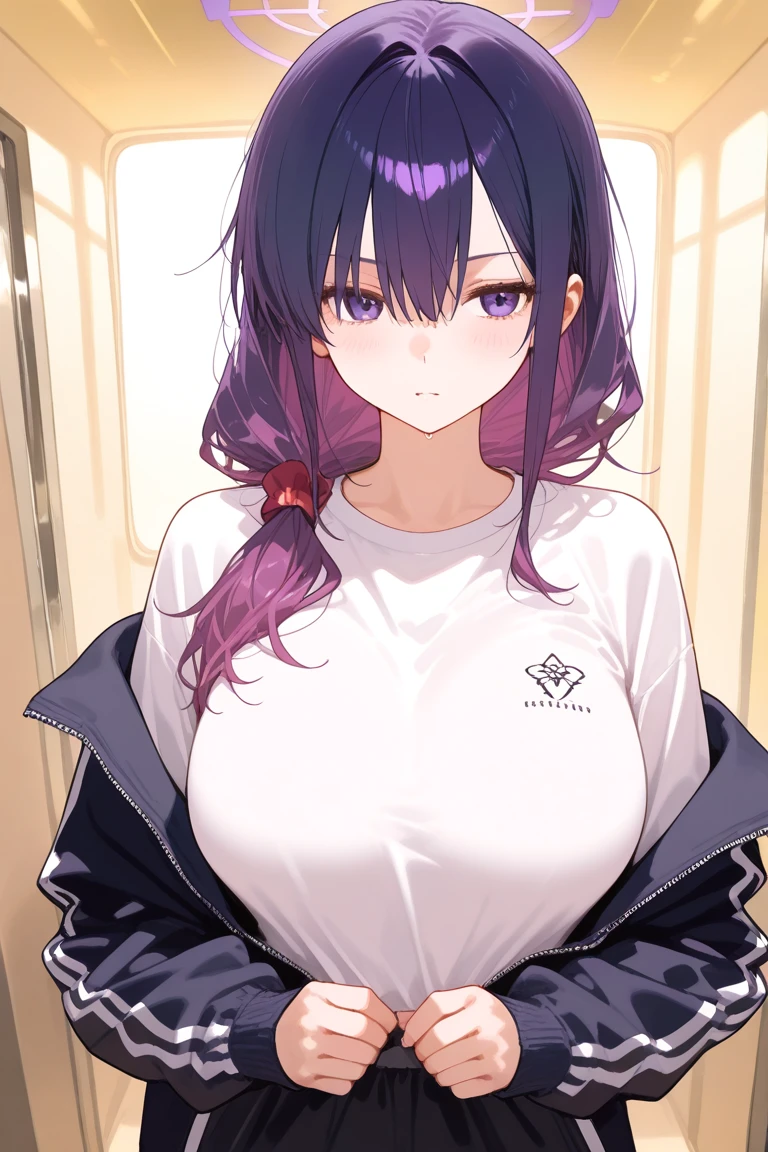 butterfly hair ornament,
(gym uniform:1.28),
lady,mature female, cowboy shot,
(white background, simple background:1.18),
highres,official art,original,masterpiece,best quality,
(large breasts),
<lora:Yoiduki:0.81>
