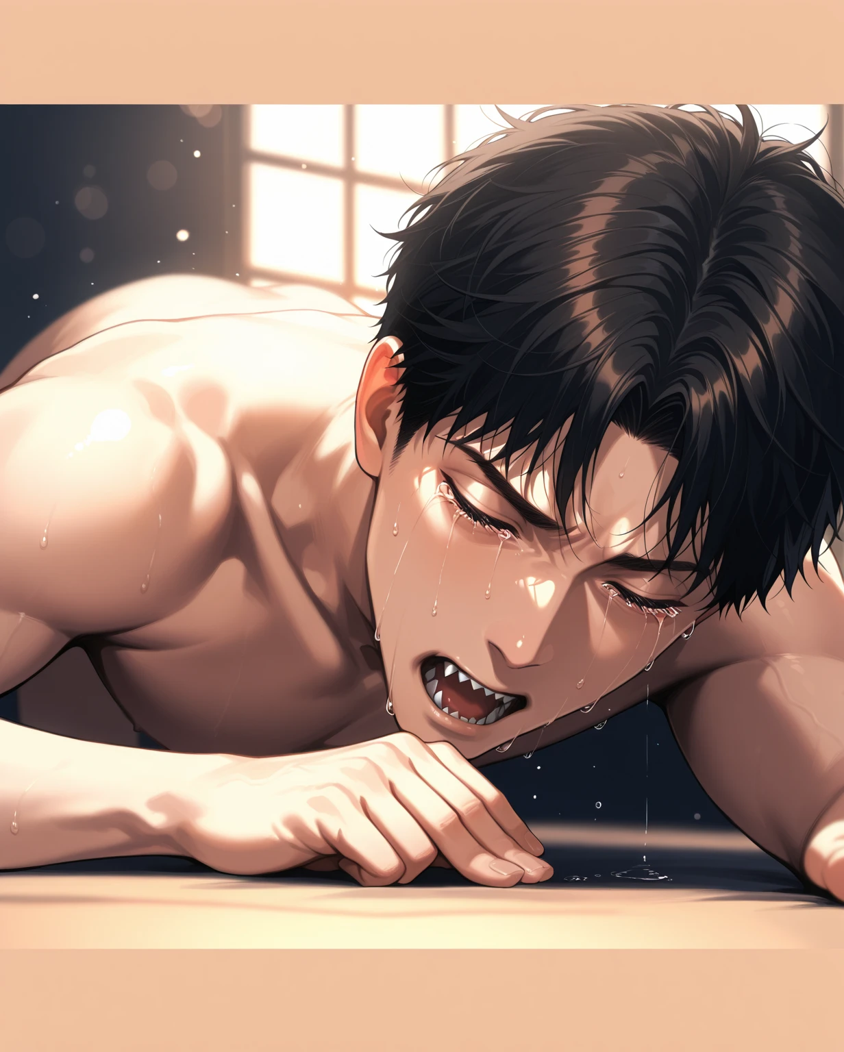 Gay, (((Suck the breast)))、blush、orgasm、Sweat、tears、Humidity