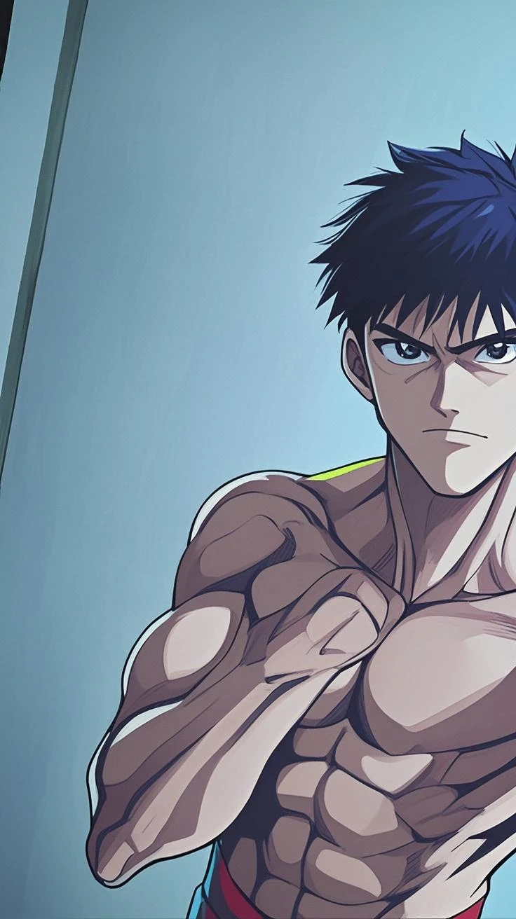 Roy Mustang from Full Metal Alchemist, bodybuilder, shirtless, sexy, abs, big legs, large chest