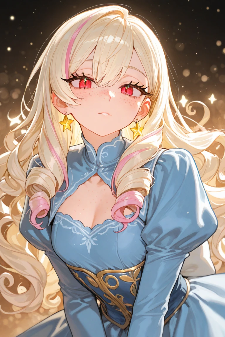 (small breasts:1.2), (perky chest:1.2), (pointed chest:1.2), (Pudding cake magazine cover:1.3),(from above:1.0),(shoot from the side:1.1),masterpiece, 1girl, Amazing Cleavage:1.1, thin waist, optimum,tmasterpiece,hight resolution,best qualtiy,hyper HD,super detailing,awardwinning,a 18yo cute girl,(The upper part of the body),anatomy correct,Beautiful Black miniskirt,garters,Gaze,Small face,bangss,holster,Beautuful Women,hands up,leg holster,Gaze,black boots,Cowboy Shot,cute face,a blond,Longhaire,Twin-tailed,Braids, Hairline,（scarlet eyes）,long eyelasher,Hanging eye corners,White skin of the, ((see through camisole:1.1)), ((Sheer nipples:1.0)),Rocket Tits,(Slim body),smile,seductive weak smiling,(with sparkling eyes and a contagious smile),little open mouth, Looking at Viewer, 
