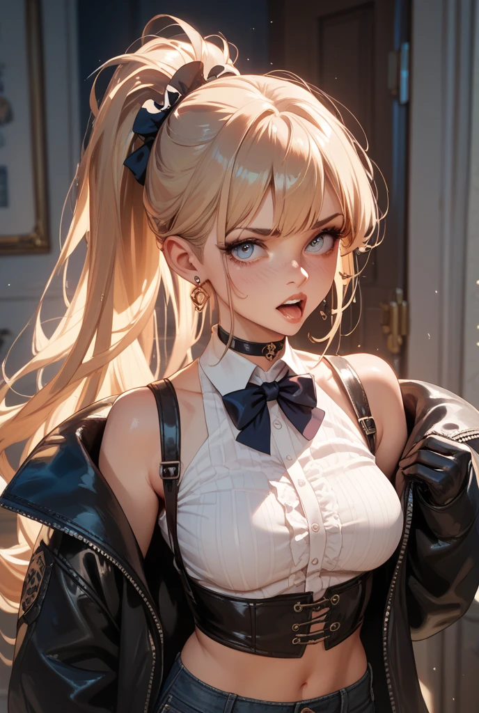 （best qualtiy，8k，tmasterpiece：1.3），A beautiful woman with a perfect figure：1.4，blond  hair，，Wear a pendant，Wear a tulle skirt，at the kitchen，highly detailed face and skin，Detailed eyes，二重まぶた，huge tit，ssmile