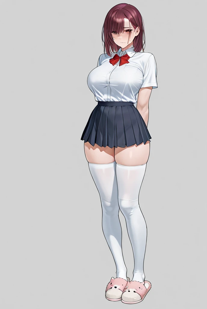 girl, alone, whole body, From head to toe, Are standing, (Huge_chest:1.3), (short_skirt:1.2), mini skirt, (very short_skirt:1.2)
Character design sheet, Character Reference Sheet, Character Turnaround,
Ebina Hina, short hair, Brown Hair, Black Hair, (Brown eyes:1.5), Glasses,
skirt, ribbon, , Jacket, black Jacket, Plaid, Plaid skirt, blazer, The room is expensive ,