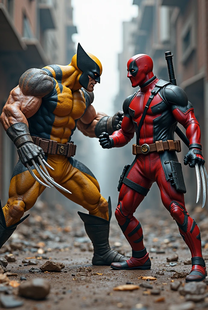 Deadpool & wolverine with a snow blood background