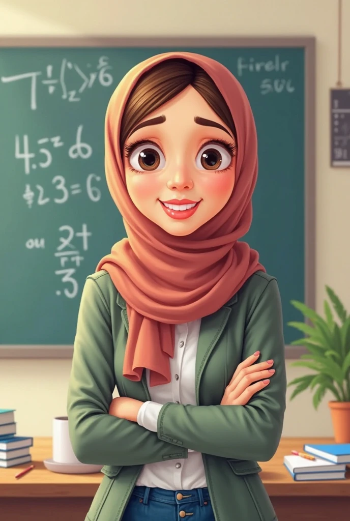 Realistic Karikatur, A women wearing hijab, pastel brown color hijab, wearing black graduation hat, wearing pastel blue graduation hood with yellow color on the edge, wearing black graduation gown, Long graduation gown that covers the ankles, wearing black shoes, , flower garden background , Bicycle background with flower basket , kawaii theme designs, kawaii poses