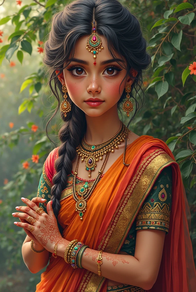 A Indian girl wears churidar