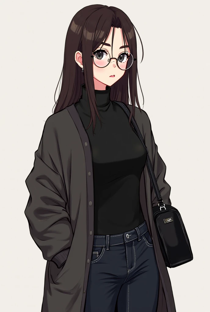 1 girl, medium construction, completely alone, ((round glasses)), long brown hair, blunt bangs, Brown eyes, (((perverted smile: 1.2))), sexy look, modern, (((contemporary))), Room background, panties, (((very embarrassed)))
