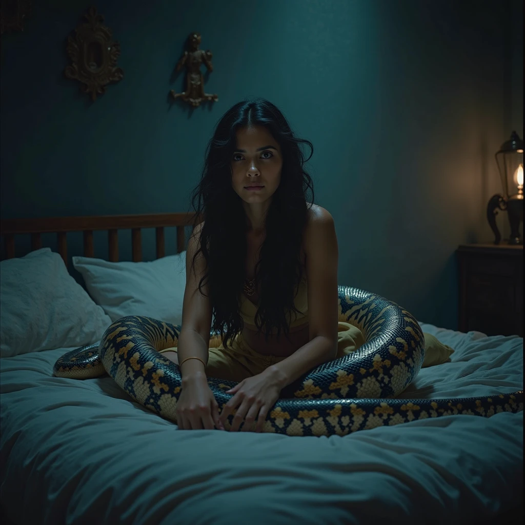A woman was sleeping in bed when a snake entered her anus.