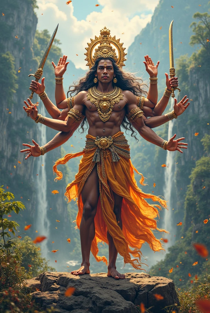 Create a photo of chatur bhuj avtar shree krishna
With black background
Body and skin looks like a real person