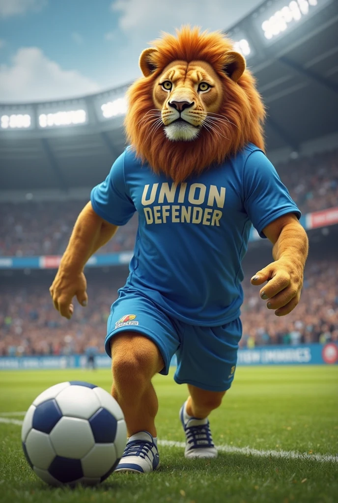 A lion in the stadium wearing Olimpia&#39;s shirt 