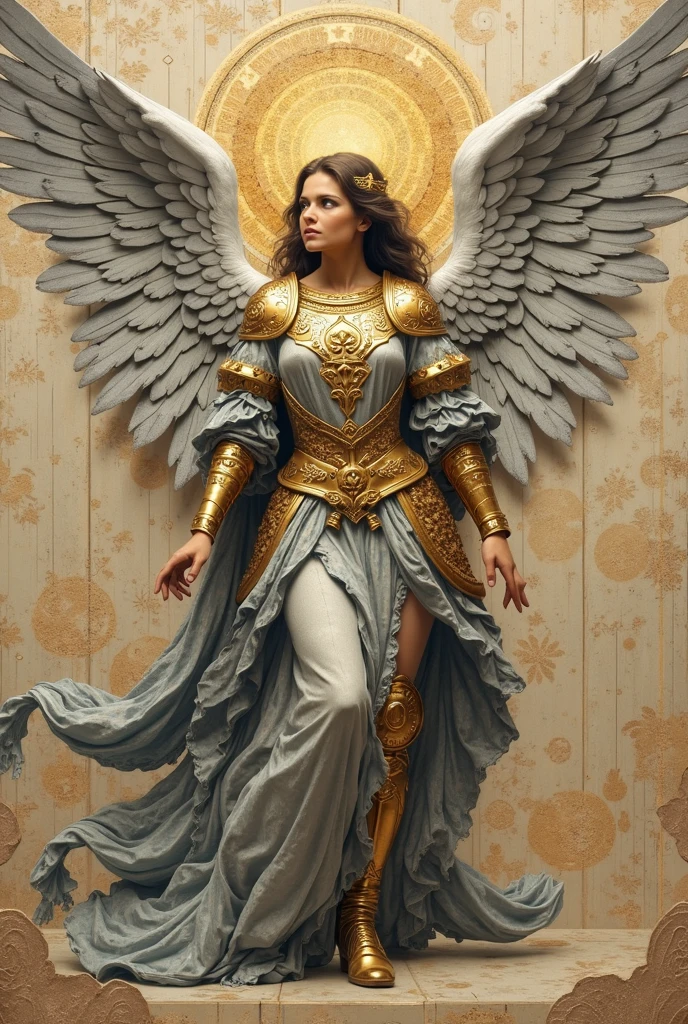 You are a devoted and talented photographer, dedicated to capturing the spiritual essence and reverence of sacred figures in his images. Hoje, you have the honor of creating a high definition image of the archangel Saint Michael (Homem), a celestial figure venerated for his protection and courage in religious tradition.