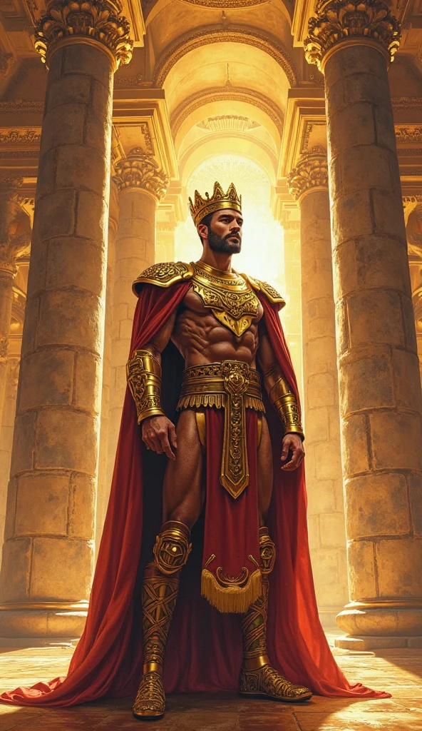 Imposing, strong, and handsome emperor holding a scepter