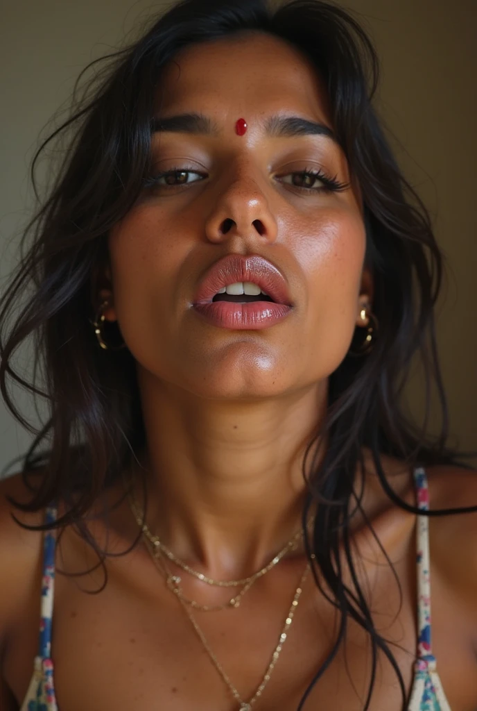 lavanya , closeup face, potrait, face close up, ((naked)), in bedroom, ultrarealsitic, body closeup, close up body shot, cleavage and navel, milf, looking at viewer, masterpiece, ultrarealistic, ((fair skin)), free shaggy hair, high quality,( make up), (((skin texture))), (((photorealistic)))