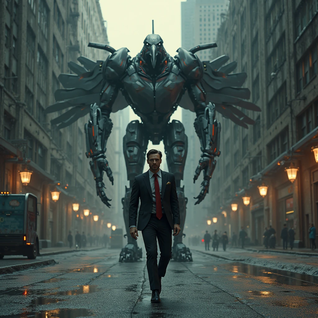 Angels in suits fighting a monster