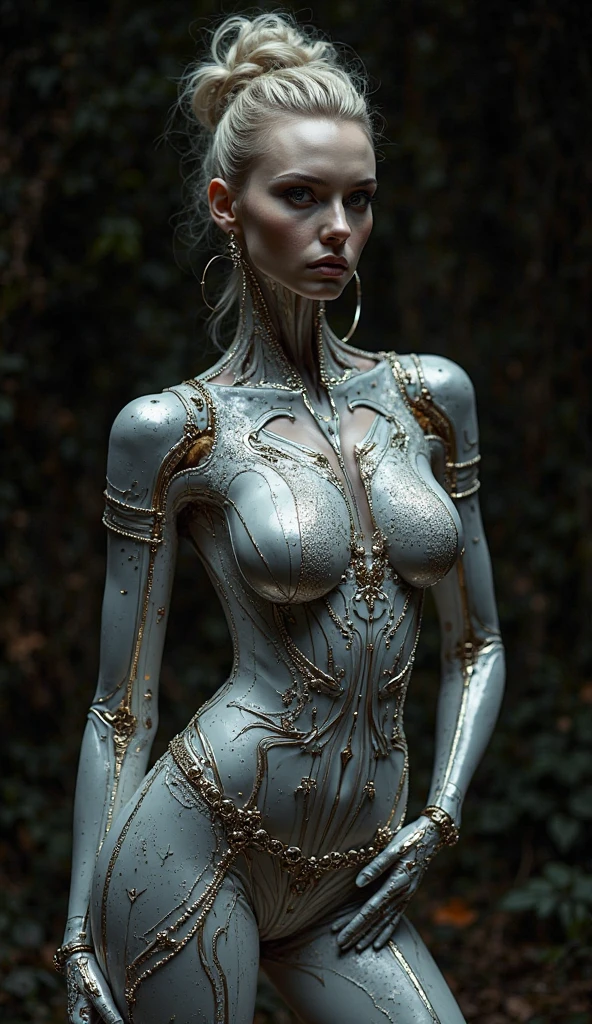 (beautiful muscular female cyborg:1.25), (megan-fox:1.5), (full body pose), (metallic muscular armor:1.5), (no hair), (bald head covered in cables:1.5), (robotic mechanical physique:1.5), (super muscular female cyborg:1.5), (covered in cables and mechanical muscles:1.5), (android muscular anatomy:1.5), (perfect fingers:1.25),(8k, RAW photo, photorealistic:1.25), sci fi atmosphere, futuristic dystopia, alien landscape,