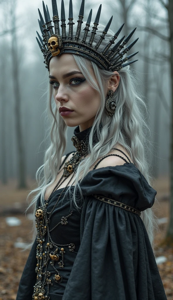 photo of lady death from the comic book, , full body, wide angle shot, 8K, realistic image