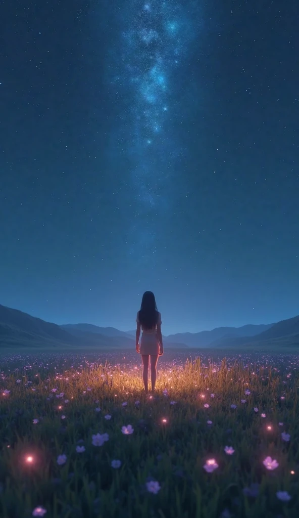 Naked girl looking at the stars