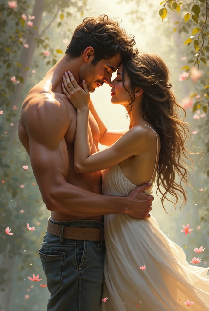 Man and woman kissing passionately 