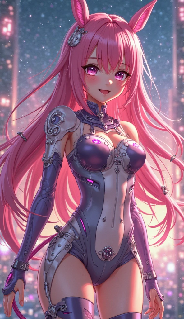 rear view, backside view,mejor calidad，tmasterpiece，ultimate resolution，Suave，extremadamente colorido，De color，Princesa sirena，(pink Vestido Lolita:1.4)，Medias de tirantes negras，Starrysky Android!,More detailed 8K.motor irreal:1.4,UHD,La mejor calidad:1.4, fotorrealista:1.4, textura de la piel:1.4, obra maestra:1.8,obra-prima, mejor calidad,objeto Objeto], (detailed face features:1.3),(Laboratorio Robotizado azul:1.4),(cabello rosado largo:1.4),（Beautiful and detailed eye description）,(manos:1.4)