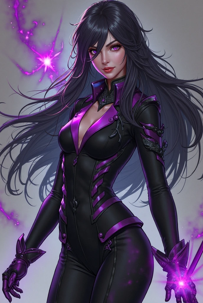 (best quality,4k,highres:1.2),dramatic comic book style,pale skinned arcanist,wearing lace sleeves and a little black dress,lavender colored eyes,black hair,middle parted long,lace gloves,casting a spell with magical energy,arcane symbols floating in the air,,striking purple lightning,fierce expression,deep shadows and intense highlights,comic book style shading and bold outlines,action-packed dynamic composition,vibrant colors with a mix of purples,blues,and blacks,dramatic lighting to enhance the atmosphere, (((pale skin))), white skin, castle ruins background, pov from the side, view from the side
