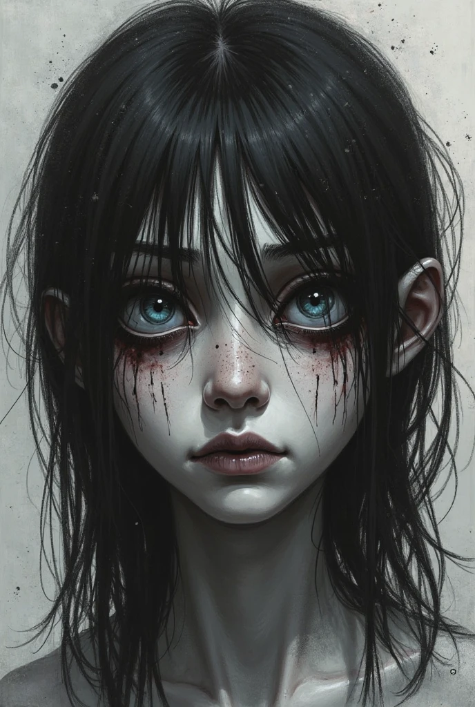a frightened young girl walking in a dark and creepy forest, detailed facial features, large eyes, long eyelashes, portrait, horror, dark fantasy, moody dramatic lighting, muted colors, dramatic shadows, photorealistic, highly detailed, 8k, best quality