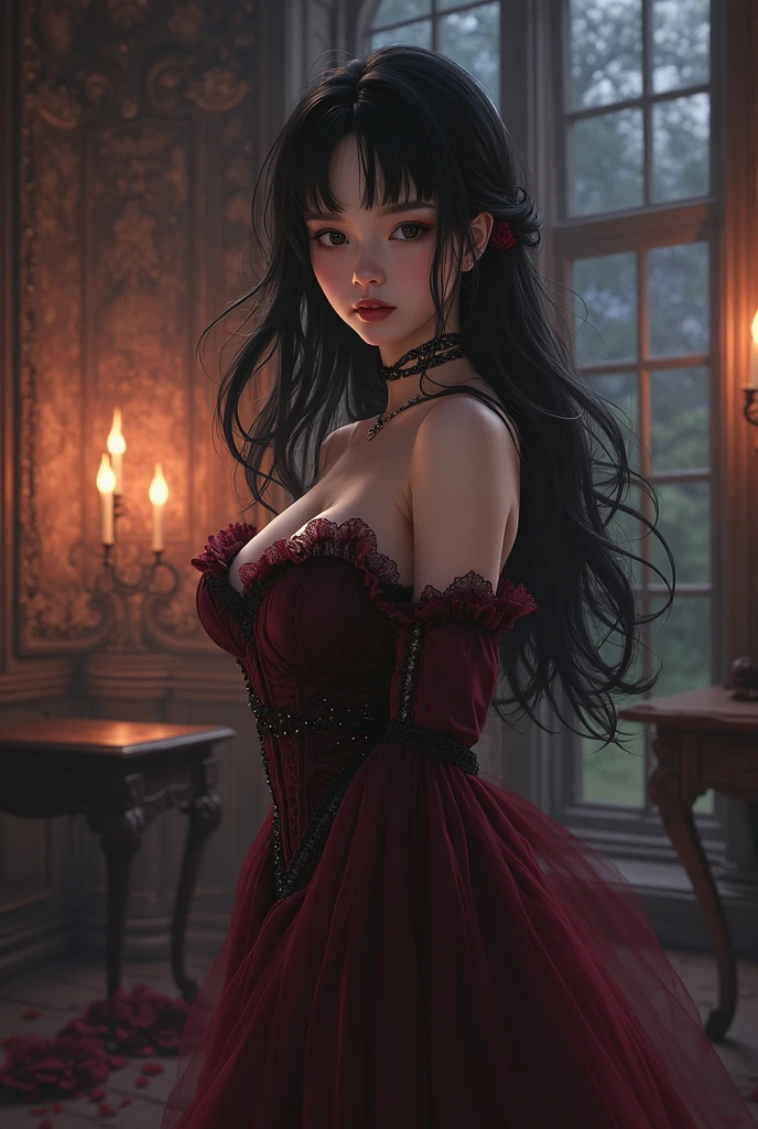 anime girl with a cross and a rose in her hair, gothic maiden anime girl, detailed digital anime art, detailed portrait of anime girl, detailed anime artwork, gothic art style, gothic art, intricate ornate anime cgi style, detailed anime art, detailed key anime art, clean detailed anime art, beautiful necromancer girl, detailed anime character art, neogothic art --auto