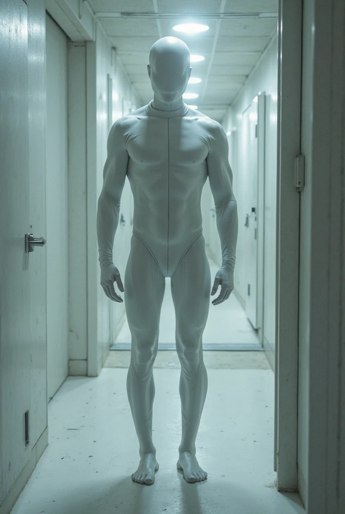 (masterpiece, best quality, dreamlike, hyperrealistic, 4k:1.35), (1boy, Doctor Nefarious is a lean tall male cyborg, his upper skull is replaced with a large egg-like transparent dome, showing a disturbingly twisted blend of his brain and cybernetics, his avid eyes and the wide toothy grin across his narrow face betray exceptional wicked genius, his fingers are long, nervous and nimble, his lithe body is clad in a sleek skintight bodysuit, showing off his frail shoulders, flat narrow chest, soft belly and the cute, boyishly tiny bulge between his slender thighs, he is quite a nerdy geek, weak stomach:1.5)