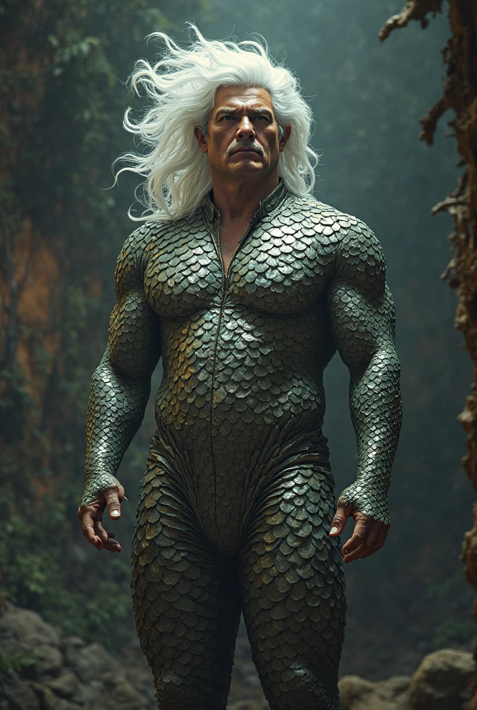 Old magist man, dressing avatar armor suite,jumping into a blue sea,at hight tide waves,near the dolphins