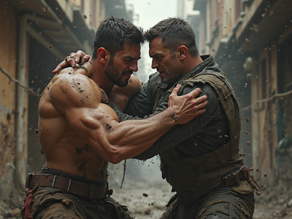 warrior fighting against giant man