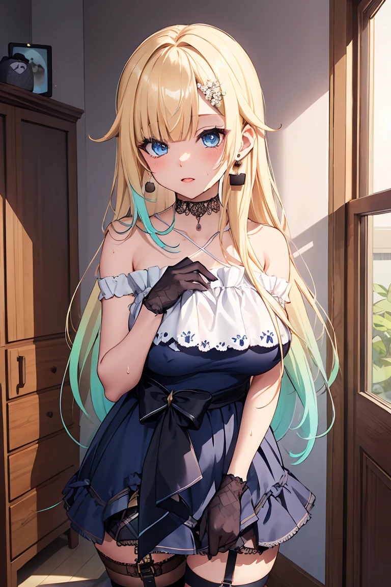 masterpiece,最high quality,high quality,very sophisticated,pleasant face、promiscuous、 girls,solo focus,,,Big breasts,full nude、pubic hair、sweat,Hot and Sultry Body,,cowboy shot,Cuckold at the Front Door,1 boy,Standing Sex  ,Having Sex from Behind,Indoor,Room,used condoms,、 Virtual YouTuber Steals Lead, dark haired, blue hair, Multicolored Hair, hair between the eyes, Long Hair,  double sided up, PURPLE EYES ,、girlsと淫らな男、Nipples Are Visible、Showing off to her boyfriend、ntr、looking at viewer、 game CG, Eroge,OFFICIAL ART, 最高masterpiece,最high quality, highest resolution,Aizawa Ema, cute face,Long Hair, gradient hair, Blonde, hair ornament, earring, Blue Eyes, lace choker, black choker, bare skin shoulders, Crossed halter neck , blue clothes, frills, black ribbon, black gloves, thigh strap, fishnet tights, single knee socks , (Big breasts:1.2), Alone, 1girl,