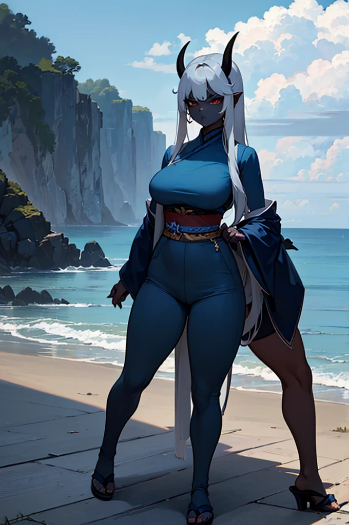 Realistic drawing, Soft ambient light, sharp focus, 4k, 1girl, solo, kindred, lamb, (white fur), (glowing blue marks), black mask, blue eyes, adult body, mature body:1.7, fit body:1.5, curvy body, (big breasts:1.3), natural breasts, blue areolas, bulging areolas, strong arms, ((string microkini)), thong, medieval town background, feet out of frame, front view