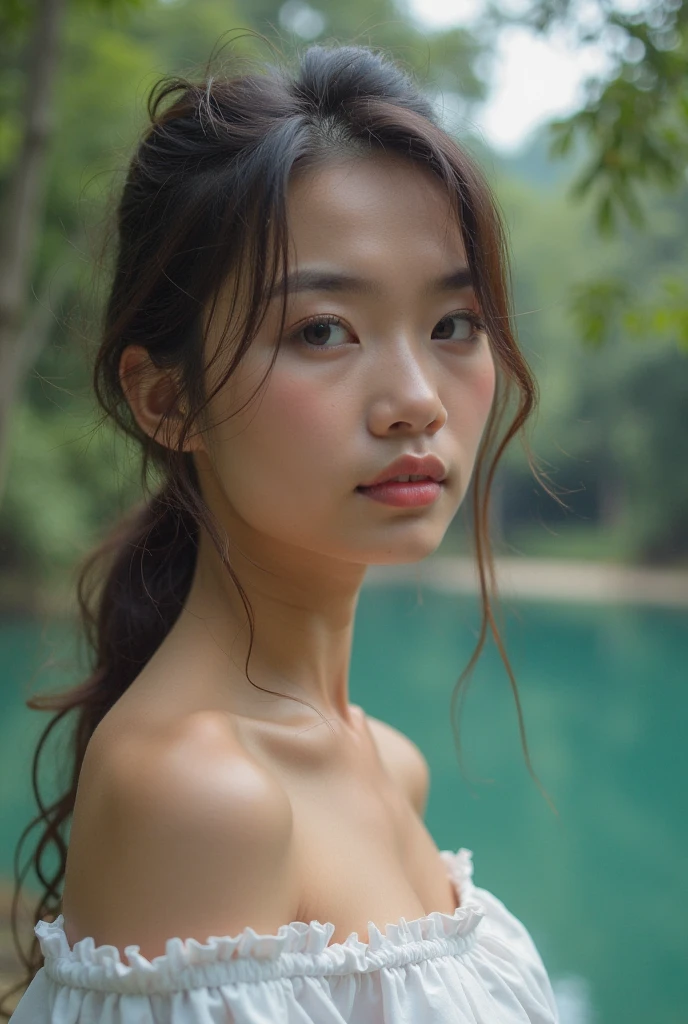 talim, dark skin, hat, arabian clothes, see-through, bandeau, jewelry, small breasts, 15 years old, 1girl, grin, dark skin, dark-skinned female, twintails, braid, hat, arabian clothes, see-through, micro bandeau, areola slip, skin pores texture, cute, wrinkled skin, sharp, 15 years old, expressionless, closed mouth, flirts with the camera, (Asian girl:1.2), (Realistic hair:1.2), (realistic eyes:1.2), (Beauty face:1.3), (detailed face and eyes):1.2, (freckles:0.5), perfect body, perfect hands, perfect face, perfect eyes, Best quality, ultra highres, (realistic, photo-realistic:1.33), (8k, RAW photo, best quality, masterpiece:1.2), Kodak gold 200, National Geographic style, medium shot, Photography, movie, cinematic, Realistic, natural lighting, depth of field, film grain, looking at viewer, full body, away from the camera, sad face,