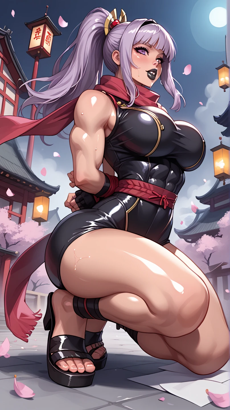 (((medium breasts))) (((huge ass))) beautiful and cute lady, wearing only a black micro bikini, with her panties up her ass, smiling, on the beach with the strong sun, (muscular ass), (waist small), (butt only), (((Ichika Amasawa))), red ribbons in her hair, ((bright yellow eyes)), good anatomy, perfect hands, (((perfect muscular legs) ) ), ((thighs very thick)), thin waist, muscular abdomen, bare feet, (full body photo), (standing), (((looking at me showing me her huge muscular ass)), (magenta hair color), twintails, straight hair, shiny hair, yellow eyes, evil smile, anime, Minimalism, anime style, ray tracing, cinematic lighting, sparkle, jpeg artifacts, glowing light, god rays, backlighting, symmetry, panorama, Sony FE, UHD, masterpiece, ccurate , anatomically correct, super detail, best quality, HD, highres, 16k