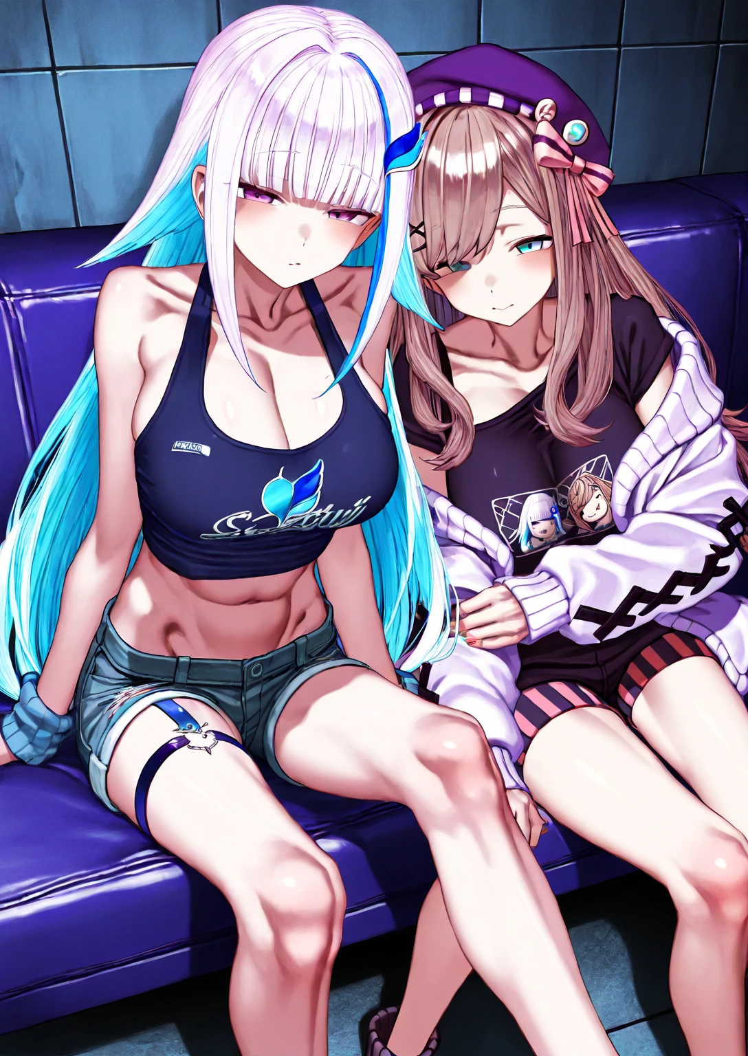 best quality,8K,high school girl,zippered track jacket,smiling,gravure idol,Model,beautiful girl,down hair,alluring Multiple girls are depicted，uniform，cardigan，blazer，uniformにリボン，girl,masterpiece,highest masterpiece,long hair,perfect face,big bust,cleavage,erotic cute,sexy girl)，Angelic cute girl，Naughty Girls，Too beautiful girl，Future Fashion，Cutting-edge fashion，Model，Full body image，perfection，Colorful