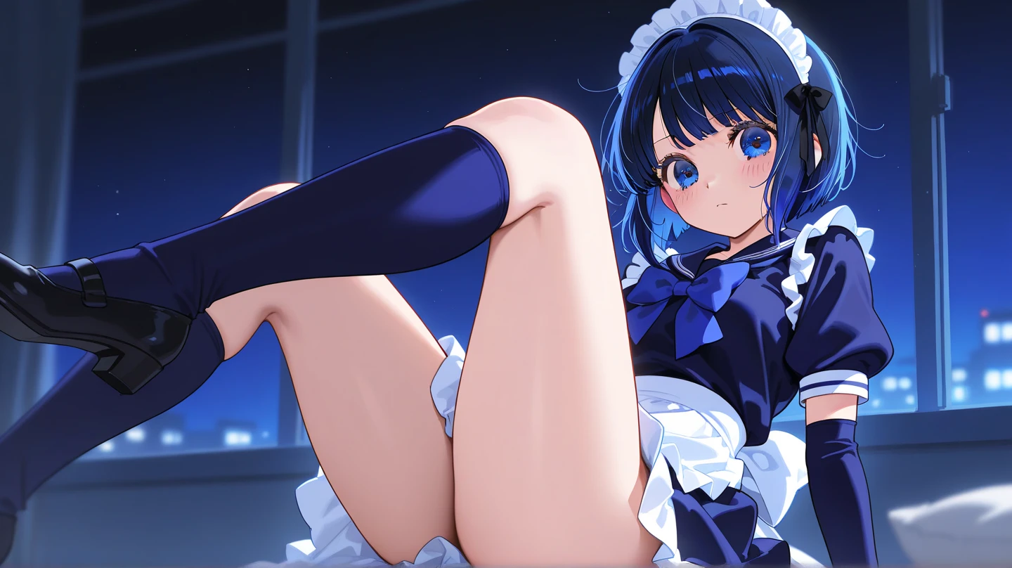  pussy , leg up , shark tail , maid , stocking , no pant