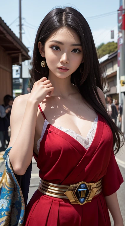 White kimono、Large Breasts、Accentuate the cleavage、seiza、Landscape