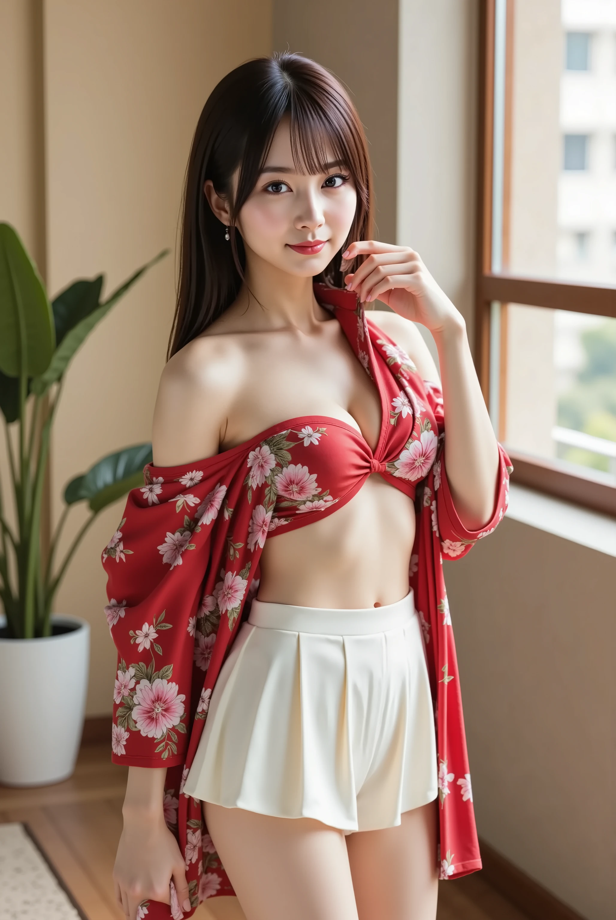 Women in Japan、adult-like、I am at a shrine wearing a luxurious kimono.、Light in the eyes、Looking at the camera、light dwells、plump figure