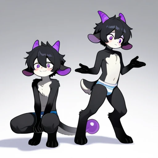 score_9,score_8_up,score_7_up,score_6_up,score_5_up,score_4_up, Lynx, purple fur, purple eyes, anthro, blue hair, purple hair, eyeliner, eyelashes, black eyeshadow, furry art, cheeks tuft, shoulder tuft, male focus, femboy, fingerless gloves, cute fangs, kemono, shota, fluffy neck, icon portrait, claws, black nails, navel, showing teeth, nipples, by dlw, penis, medium hair, necklace, 5 fingers, tight stockings, hand on butt, hair multiple colors, gradient colors, long hair, solo focus, anus, ((ralistic)), back view, spreading butt cheeks, 