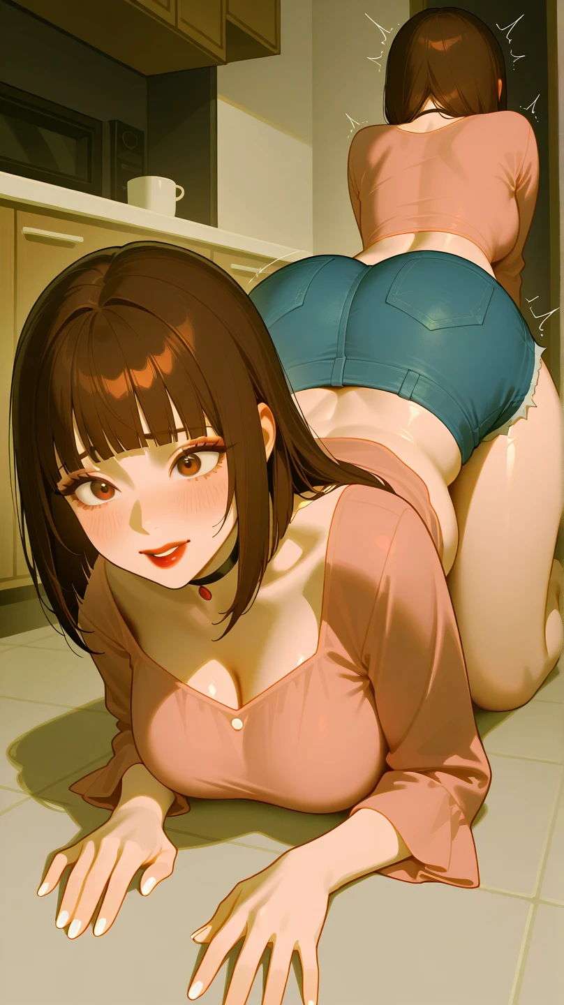(Six year 1.3),(naked 1.3),(showing the ass 1.8), (kneeling 1.3), (hands on the ground 1.3)(asian face 1.8),(perfect face 1.8),(swollen pussy 1.3), (detailed fingers 1.8)
